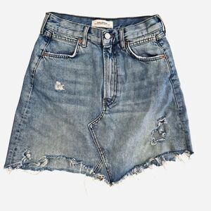 Zara Light Blue Distressed Denim Skirt